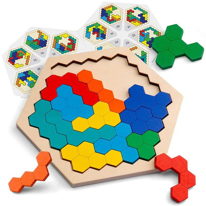 Colourful Wooden Tangram Puzzle - RainbowTDM