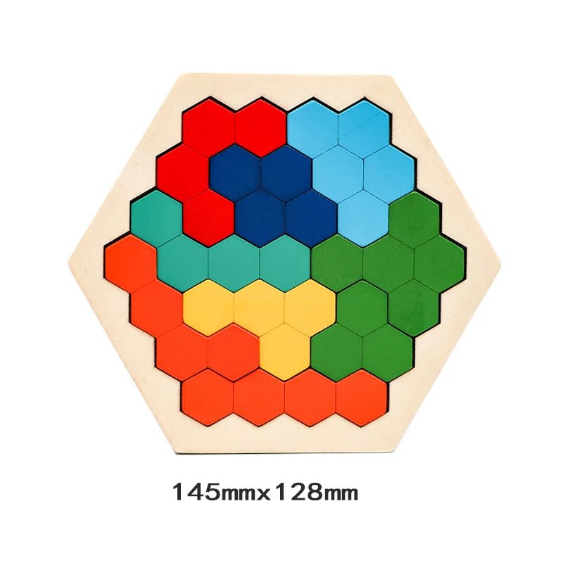 Colourful Wooden Tangram Puzzle - RainbowTDM